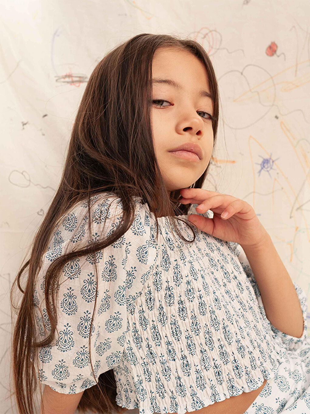 Mavi Jodan Morocco Bohem Kız Çocuk Bluz Etek 2li Takım-3