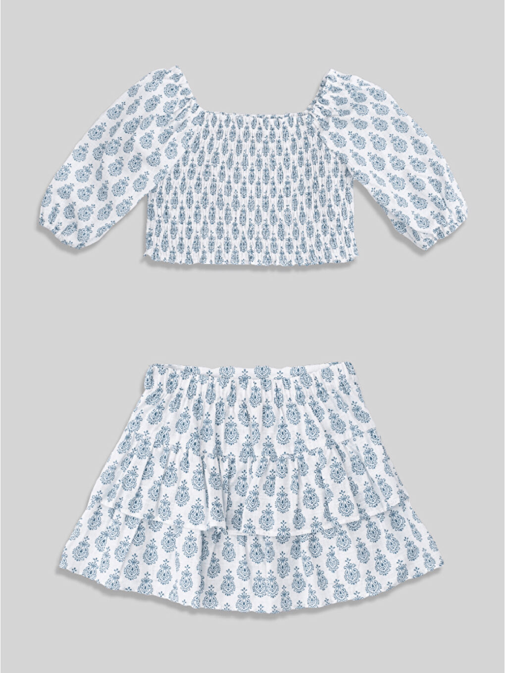 Mavi Jodan Morocco Bohem Kız Çocuk Bluz Etek 2li Takım-4