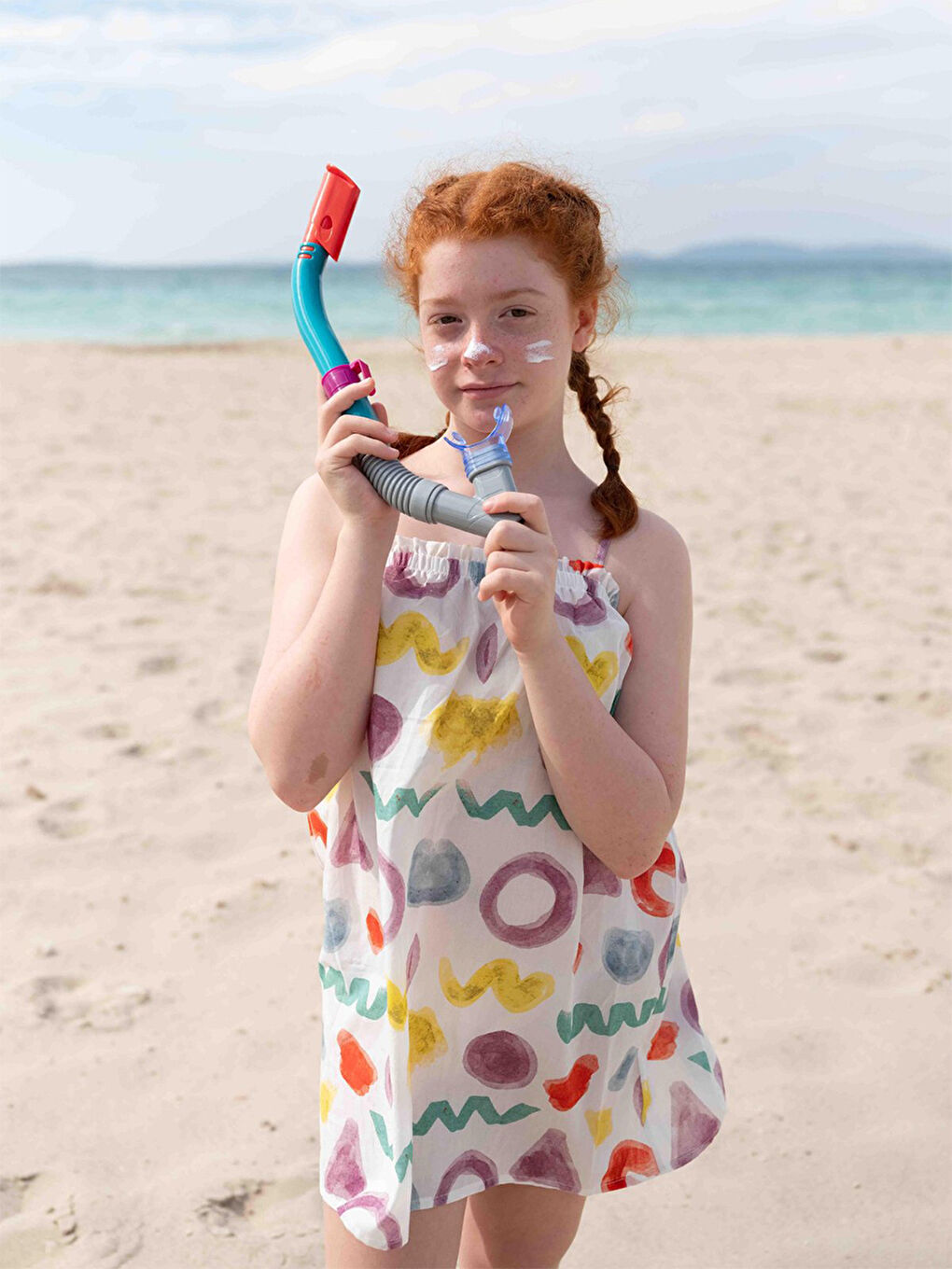 Karışık Luna Desenli Kız Çocuk Elbise