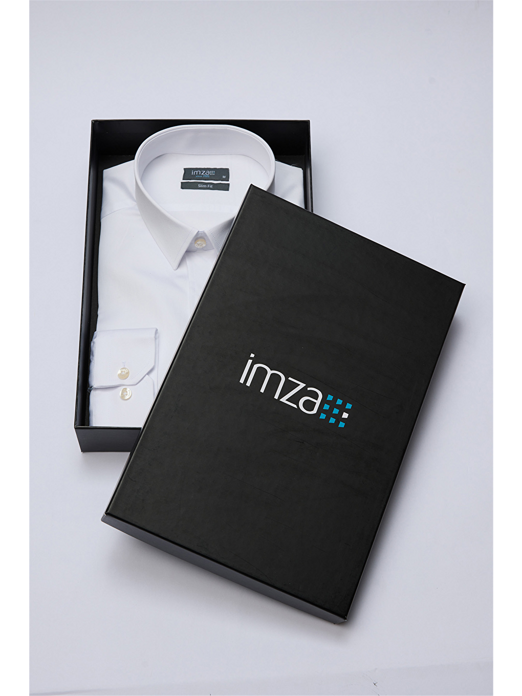 Beyaz Sert Yaka Uzun Kol Cepsiz Slim Fit %100 Pamuk Gömlek 1004260324-1