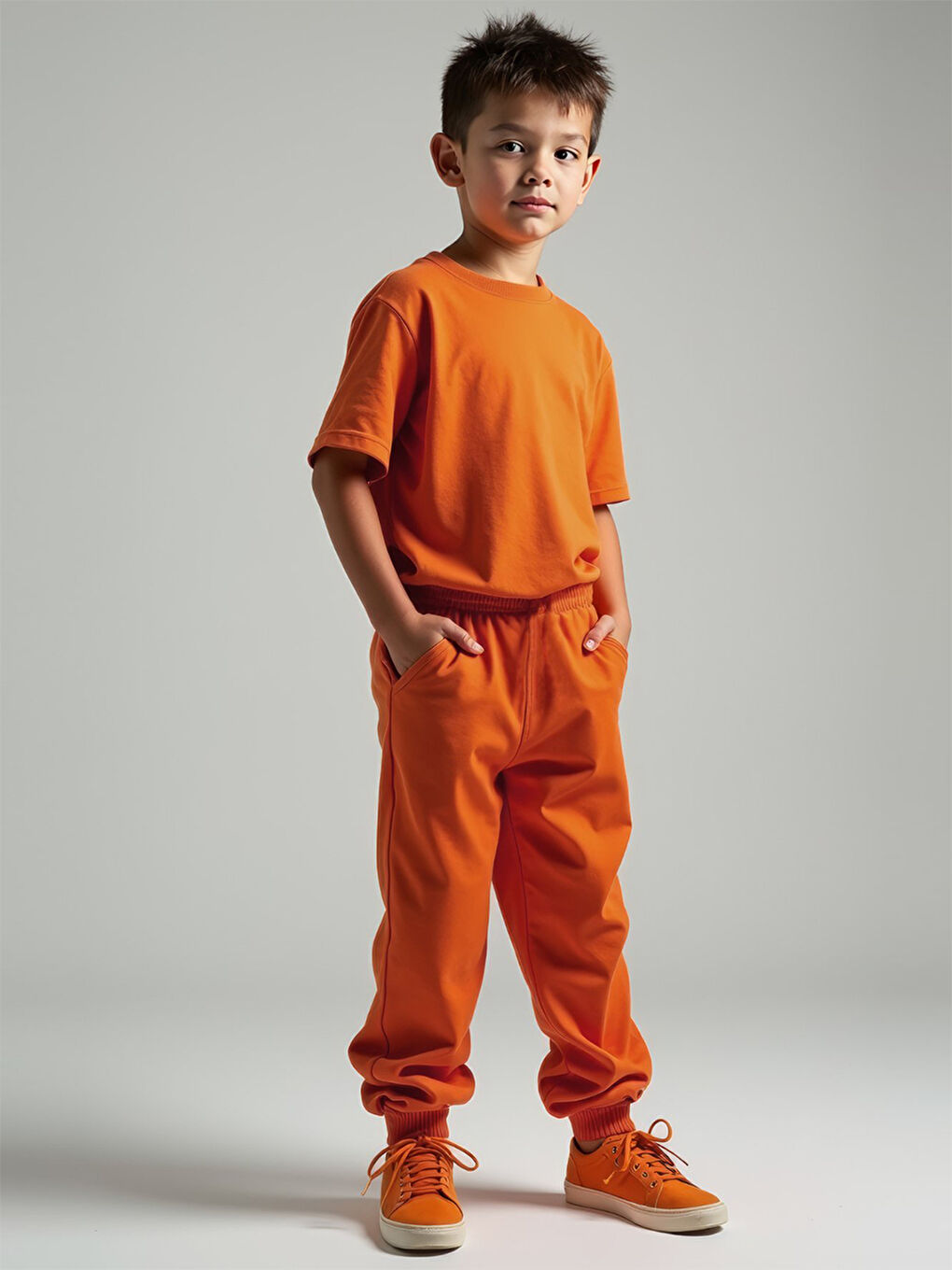 Turuncu Levi Pamuklu Çocuk Tshirt Eşofman Altı 2'li Takım