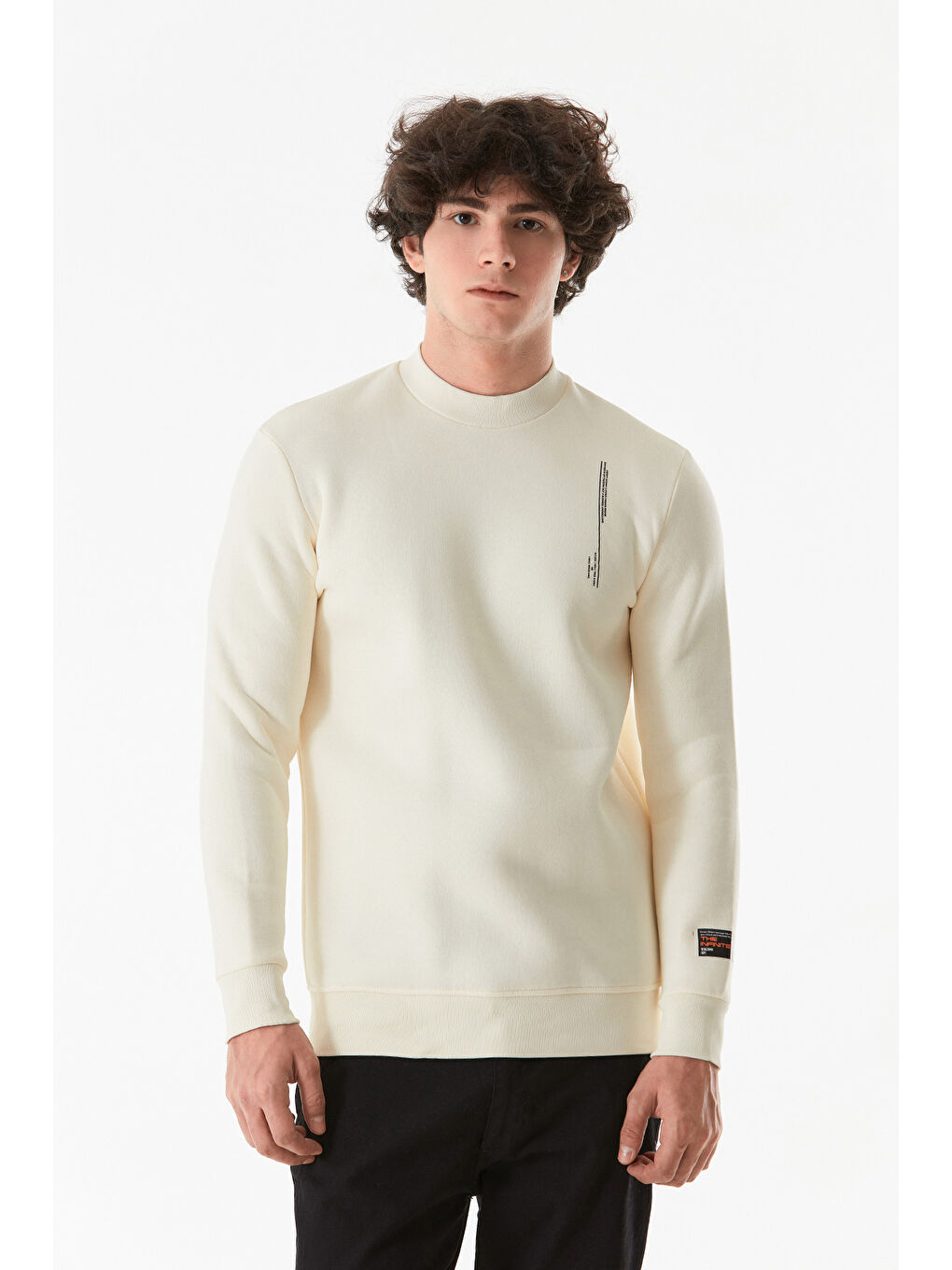 Fullamoda Ekru Yazı Baskılı Bisiklet Yaka Sweatshirt - 2