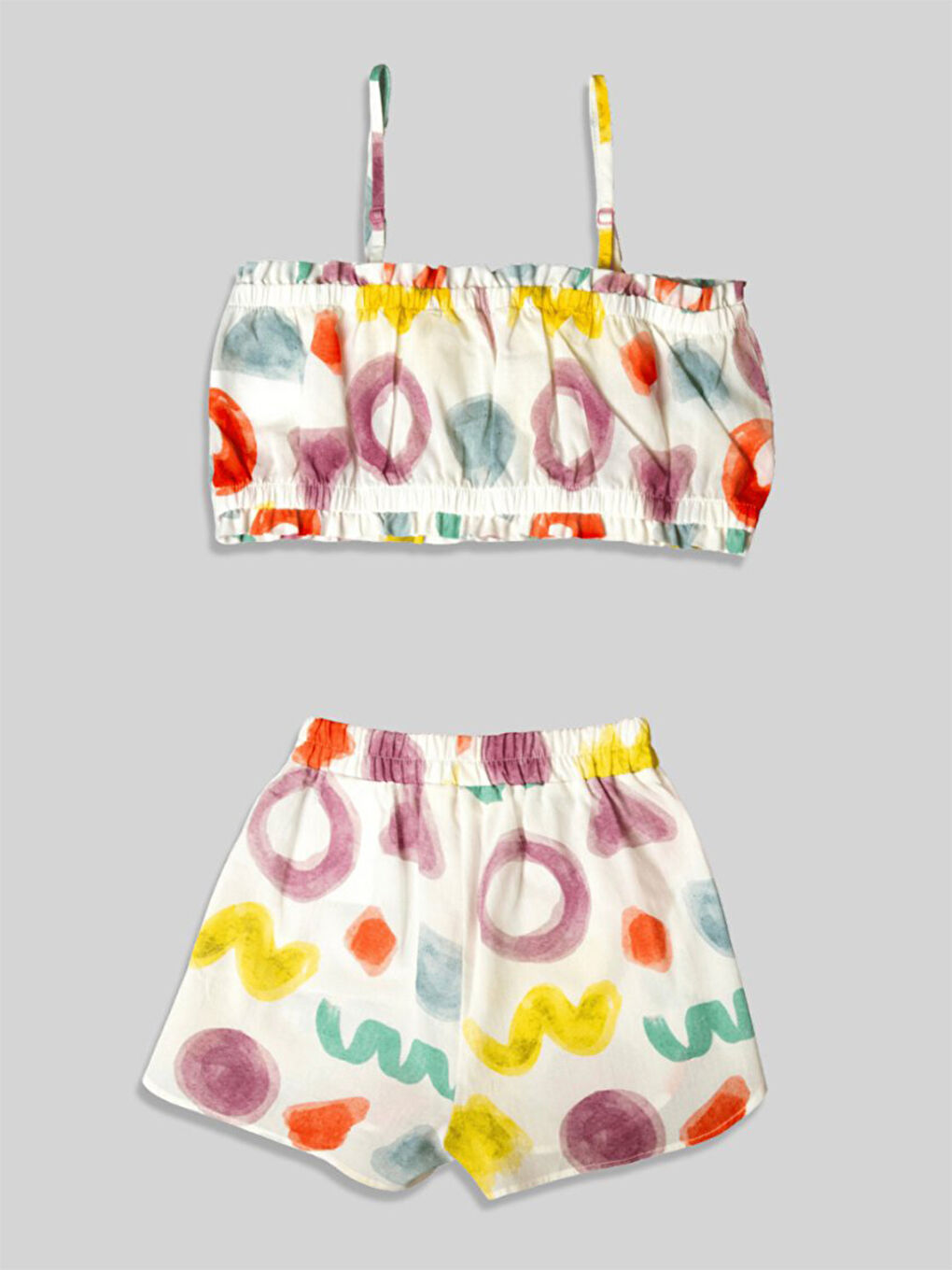 Karışık Nora Alcor Desenli Kız Çocuk Crop Şort 2'li Takım