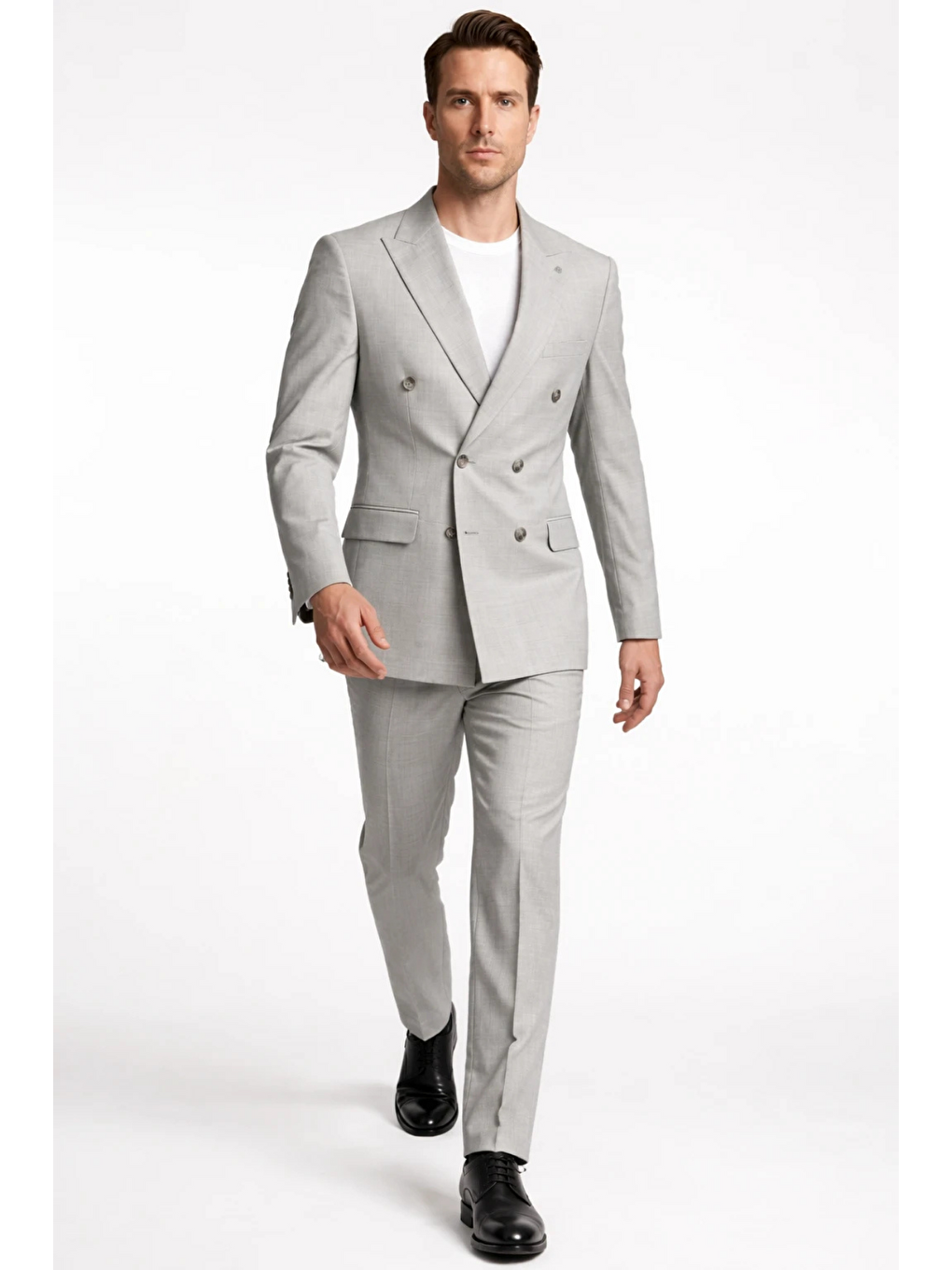 Gri 6 Drop Slim Fit Esnek Kruvaze Takım Elbise 1001260900-4