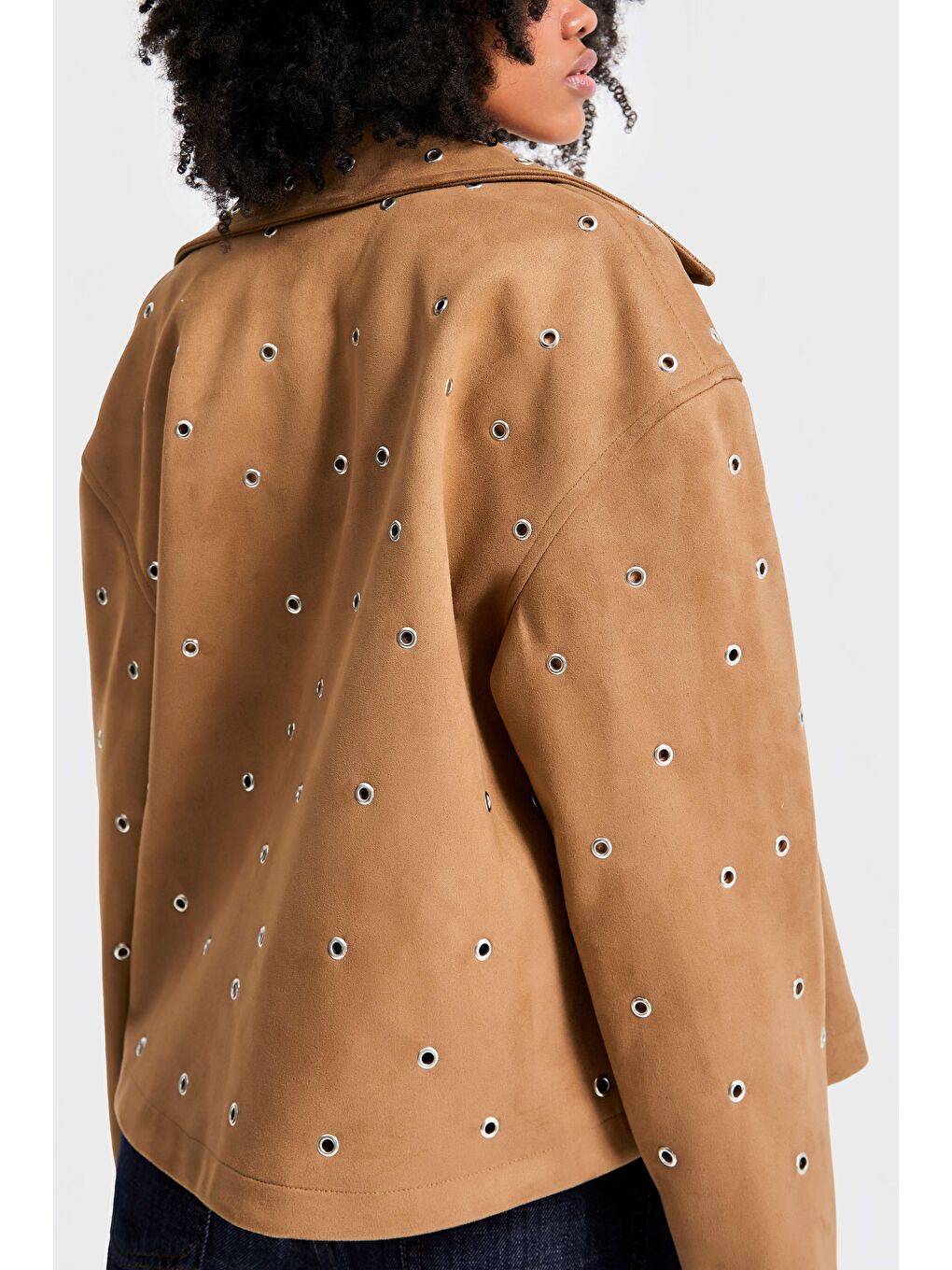 Kadın Kahverengi w5-16 Oversize Kuşgözü Detaylı Özel Tasarım Ceket-2