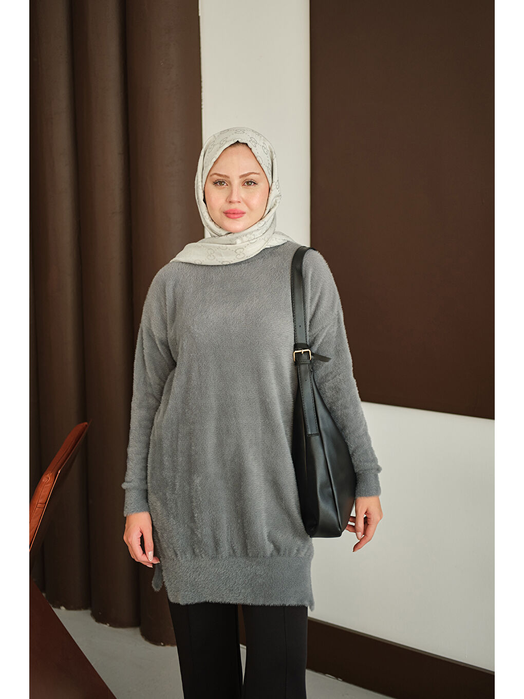 Kadın Püsküllü Tunik Gri-2