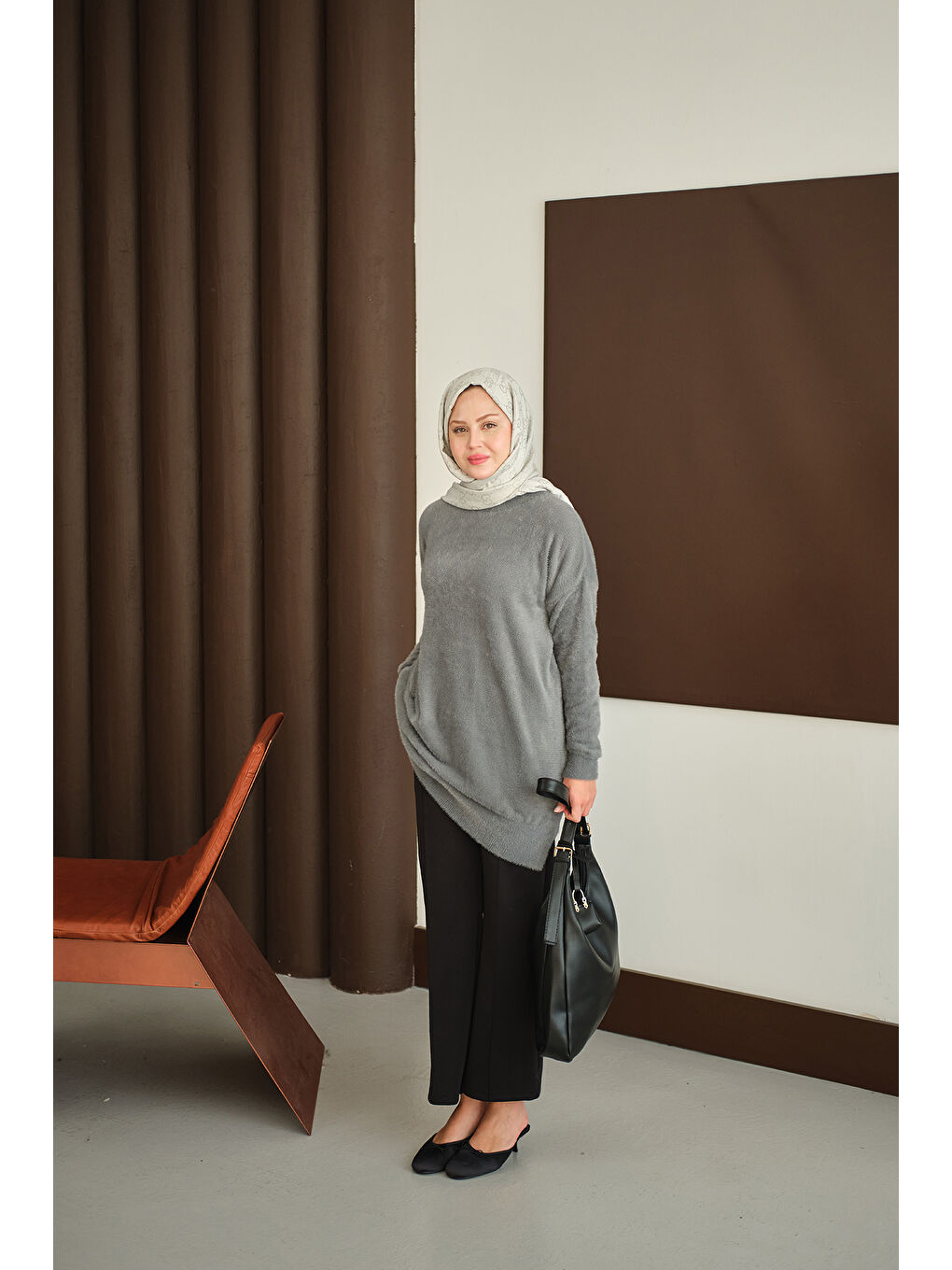 Kadın Püsküllü Tunik Gri-3