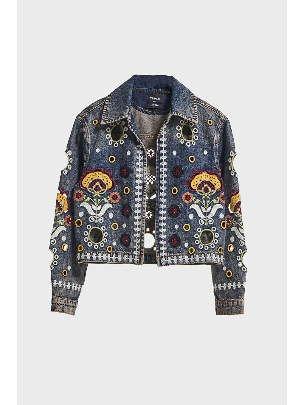 Mavi Kadın T.Kot Rengi 4w5-8 Özel Desen Çiçek Nakışlı %100 Pamuk Denim Ceket