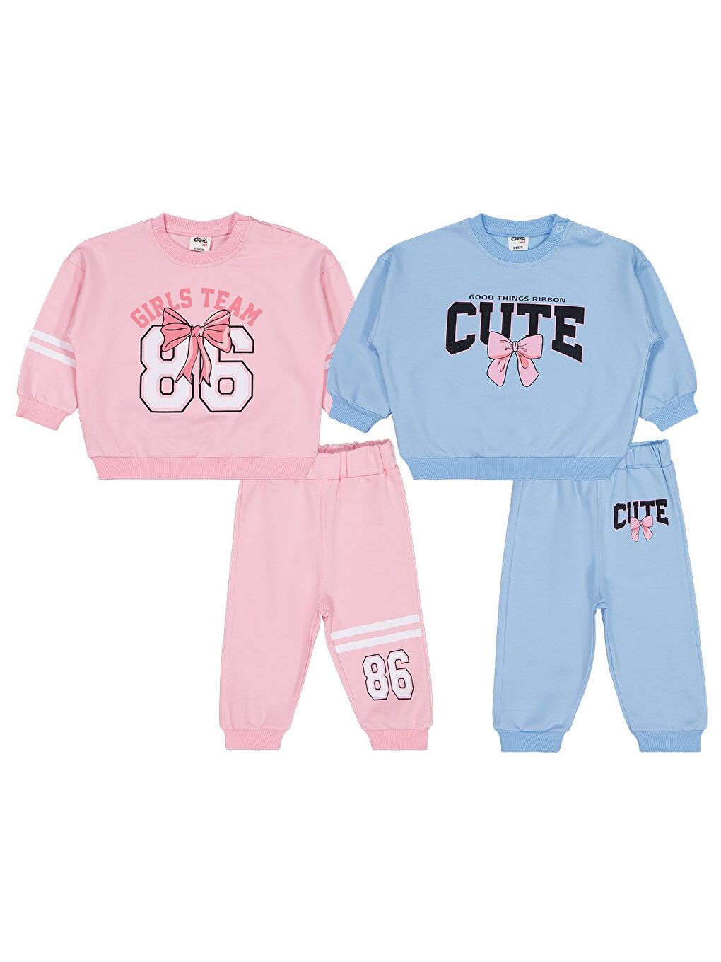Siyah Baby CUTE Baskılı 2'li Set 6-18 Ay Takım - Standart