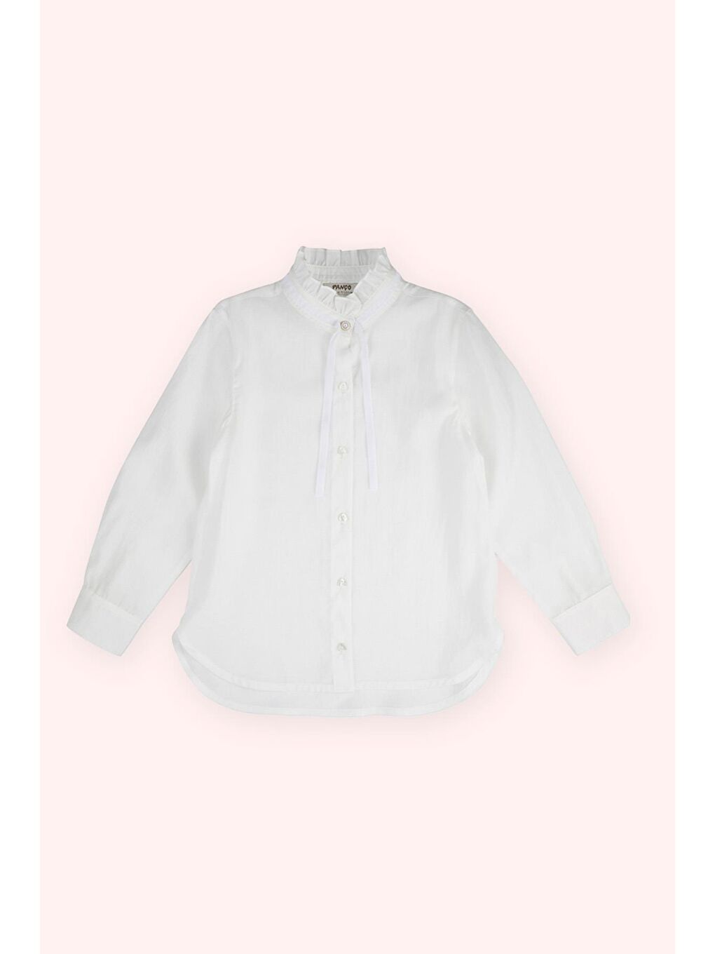Kız Çocuk Yakası Kurdeleli Gömlek Ekru