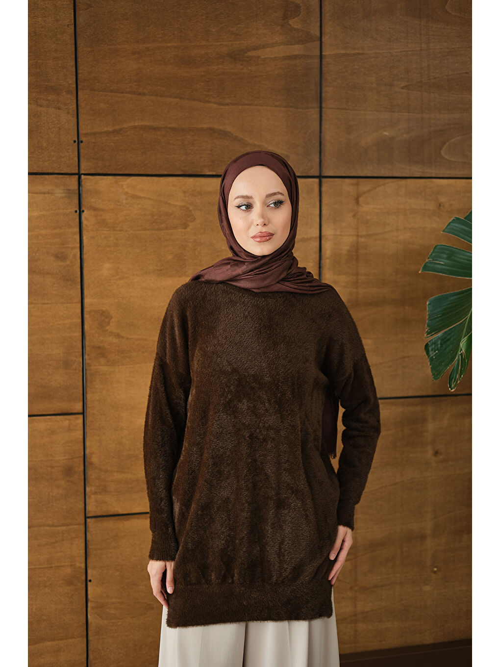 Kadın Püsküllü Tunik Kahverengi
