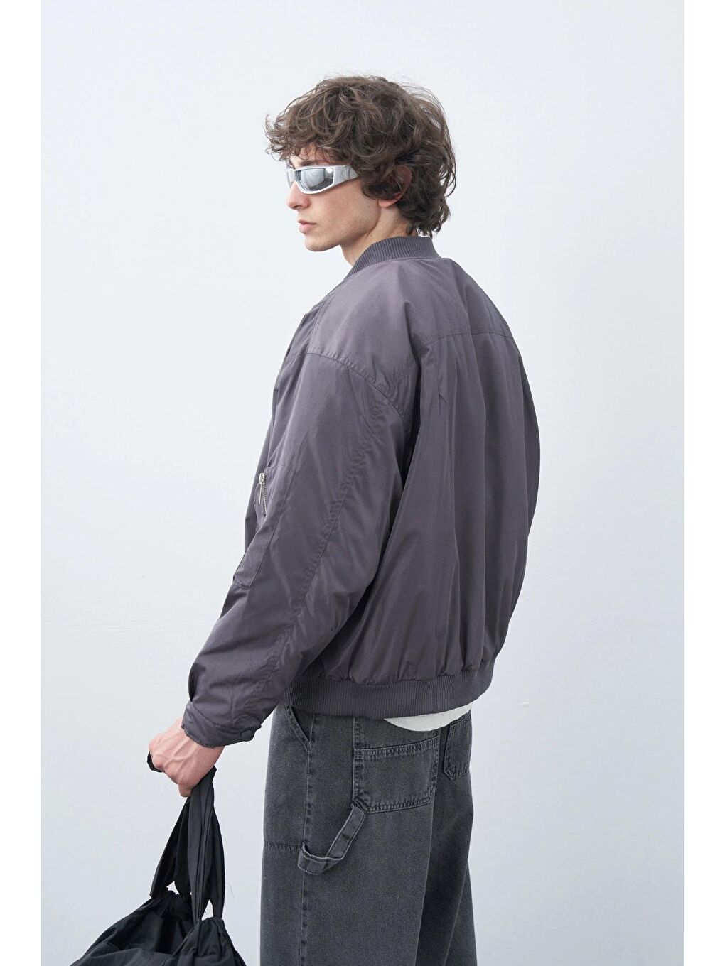 VAMOSCLO Gri Füme Oversize Bomber Ceket - 3