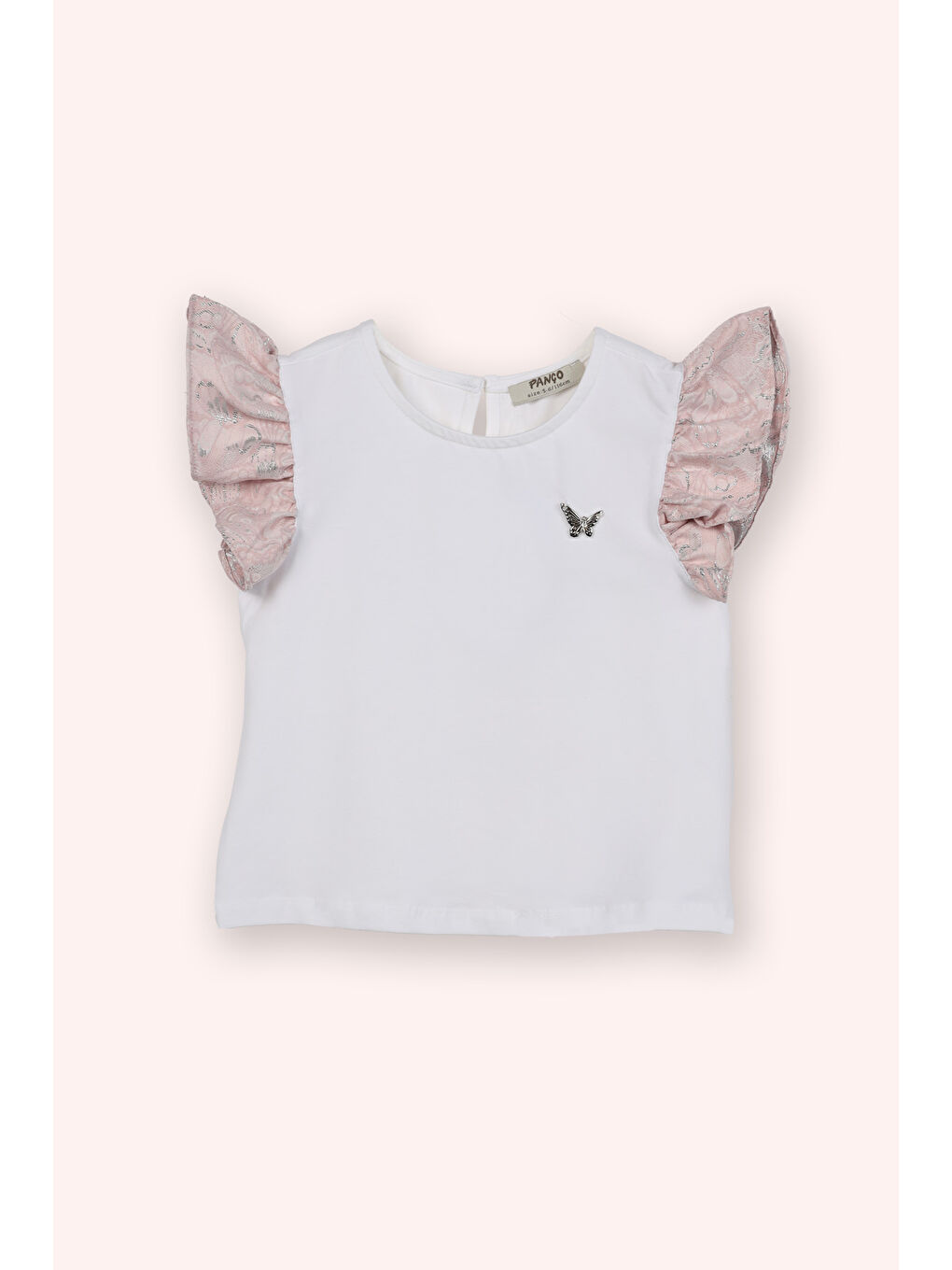 Kız Çocuk Kolları Fırfırlı T-Shirt Beyaz