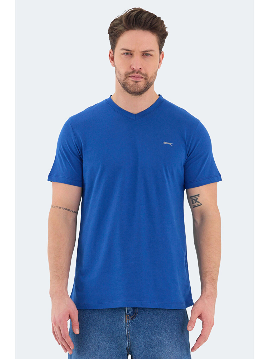 Karışık RIVALDO 5 li Set Erkek Beyaz - Siyah - Gri - Yeşil - Saks Mavi %100 Pamuk Tişört-1