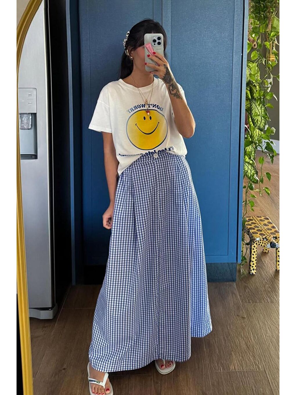 Ekru Bisiklet Yaka Baskılı Kadın Basictişört Mg2379-8