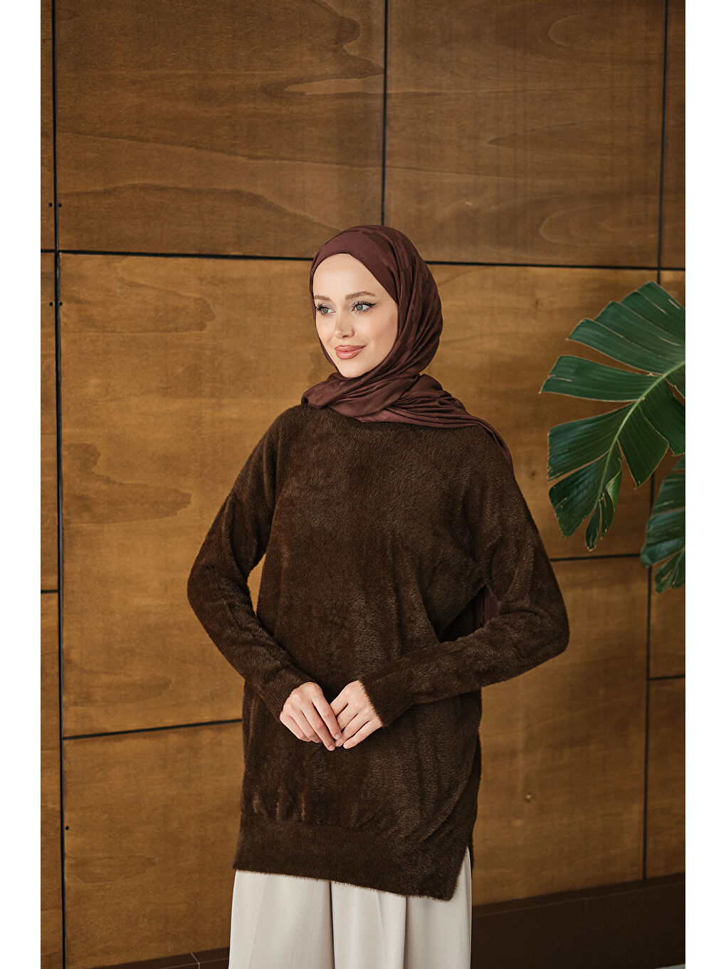 Kadın Püsküllü Tunik Kahverengi-2