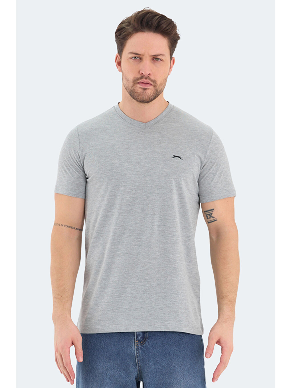 Karışık RIVALDO 5 li Set Erkek Beyaz - Siyah - Gri - Yeşil - Saks Mavi %100 Pamuk Tişört-2