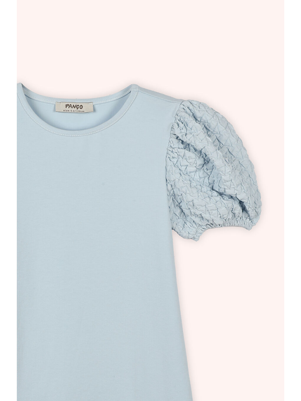 Kız Çocuk Balon Kollu Elbise Mavi-1