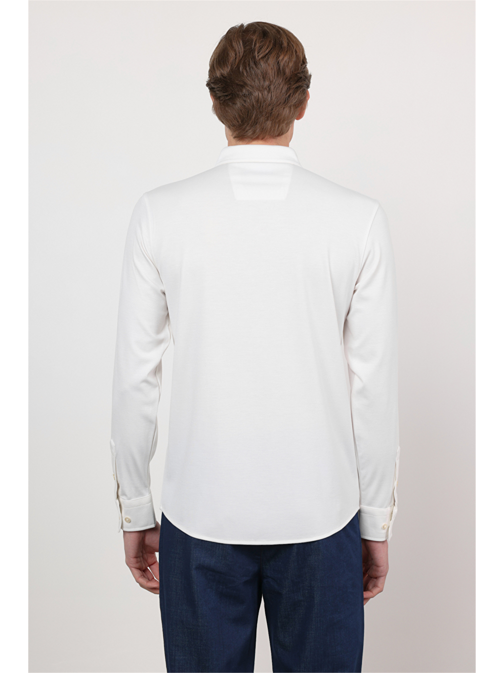 Beyaz İtalyan Yaka Uzun Kol Cepsiz Performans Ürün Slim Fit Gömlek 1004260160-2