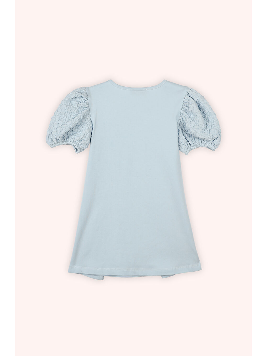 Kız Çocuk Balon Kollu Elbise Mavi-2