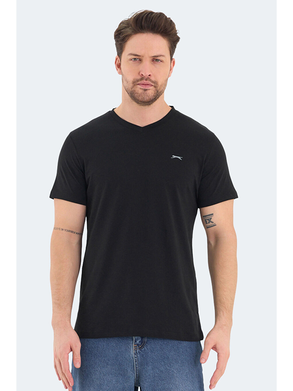 Karışık RIVALDO 5 li Set Erkek Beyaz - Siyah - Gri - Yeşil - Saks Mavi %100 Pamuk Tişört-4