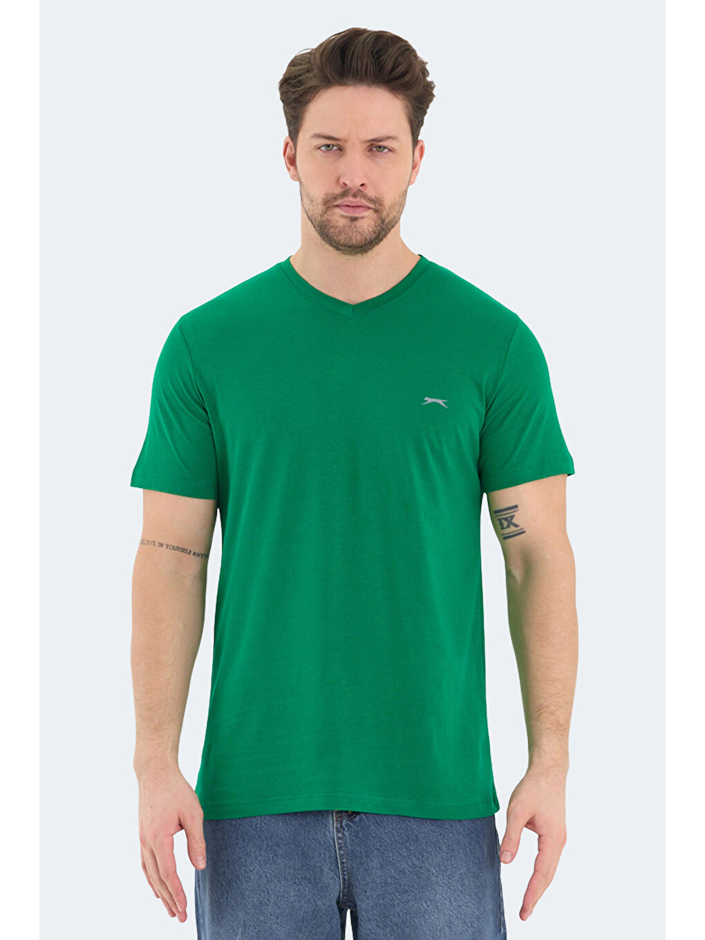 Karışık RIVALDO 5 li Set Erkek Beyaz - Siyah - Gri - Yeşil - Saks Mavi %100 Pamuk Tişört-5