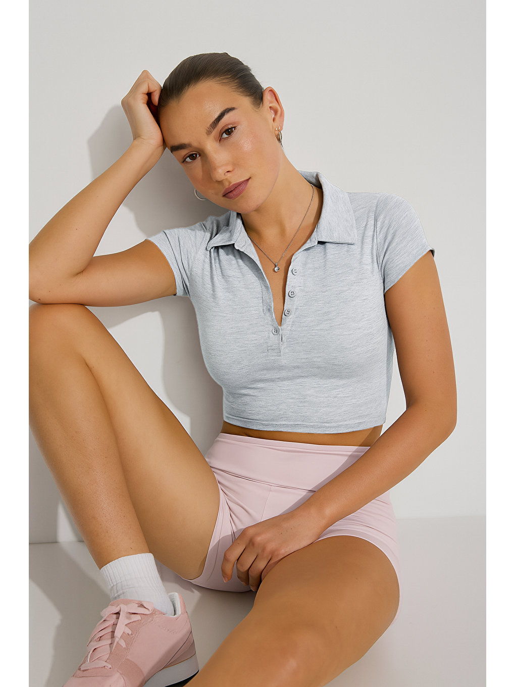 Grimelanj Polo Yaka Basic Kadın Tişört Mg2455-1