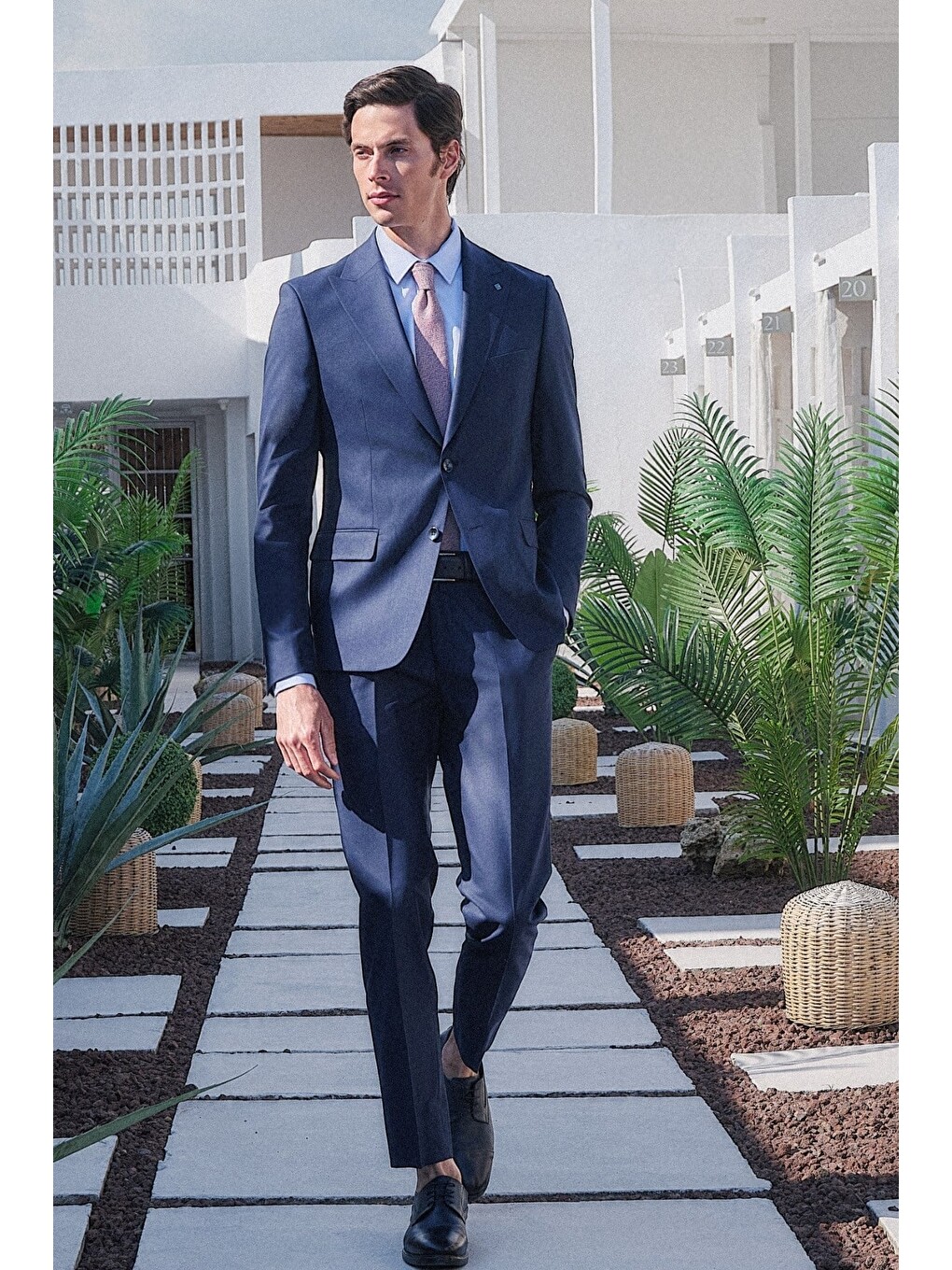 Lacivert 6 Drop Slim Fit Esnek Takım Elbise 1001260169-1