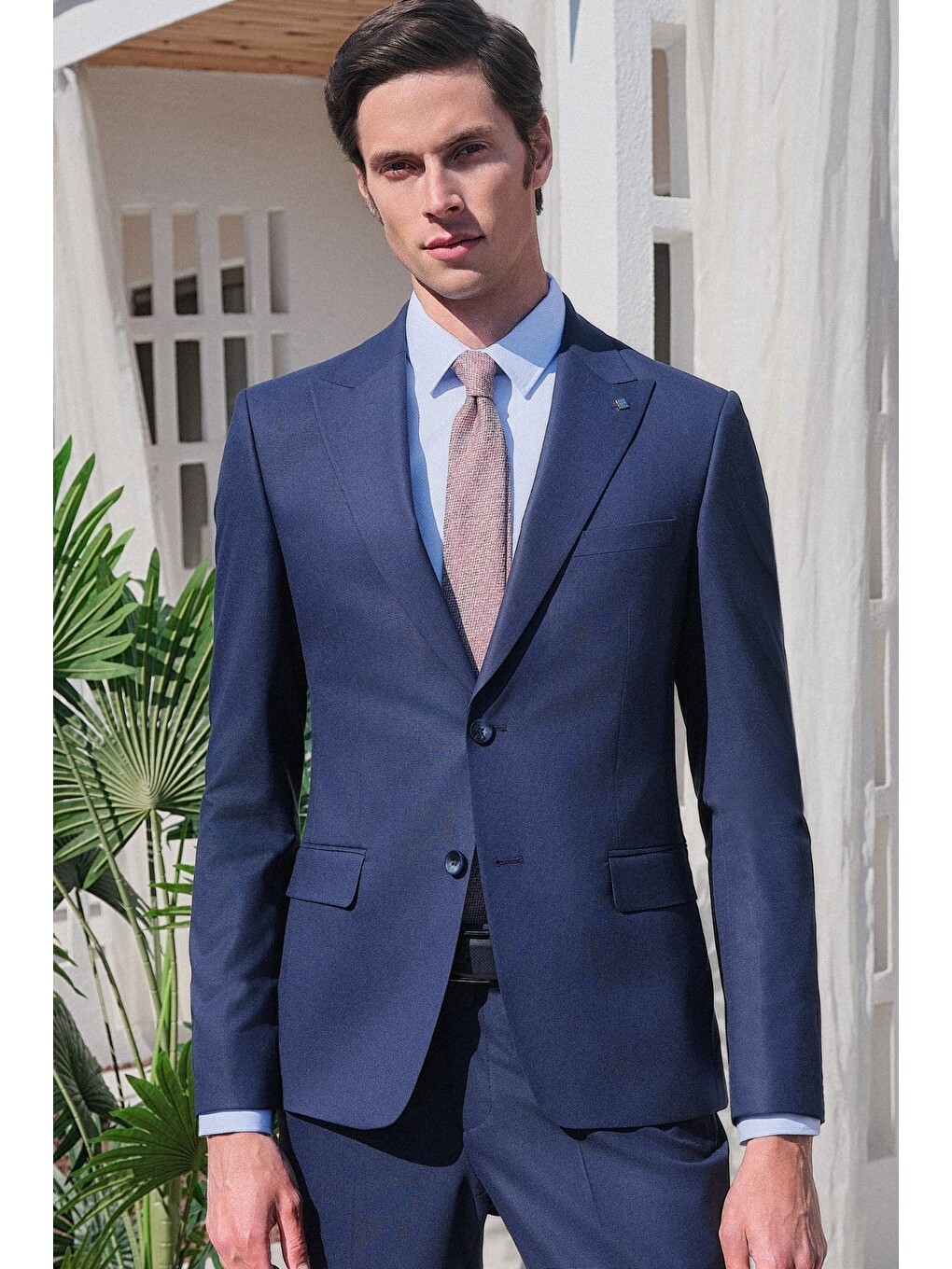 Lacivert 6 Drop Slim Fit Esnek Takım Elbise 1001260169-2