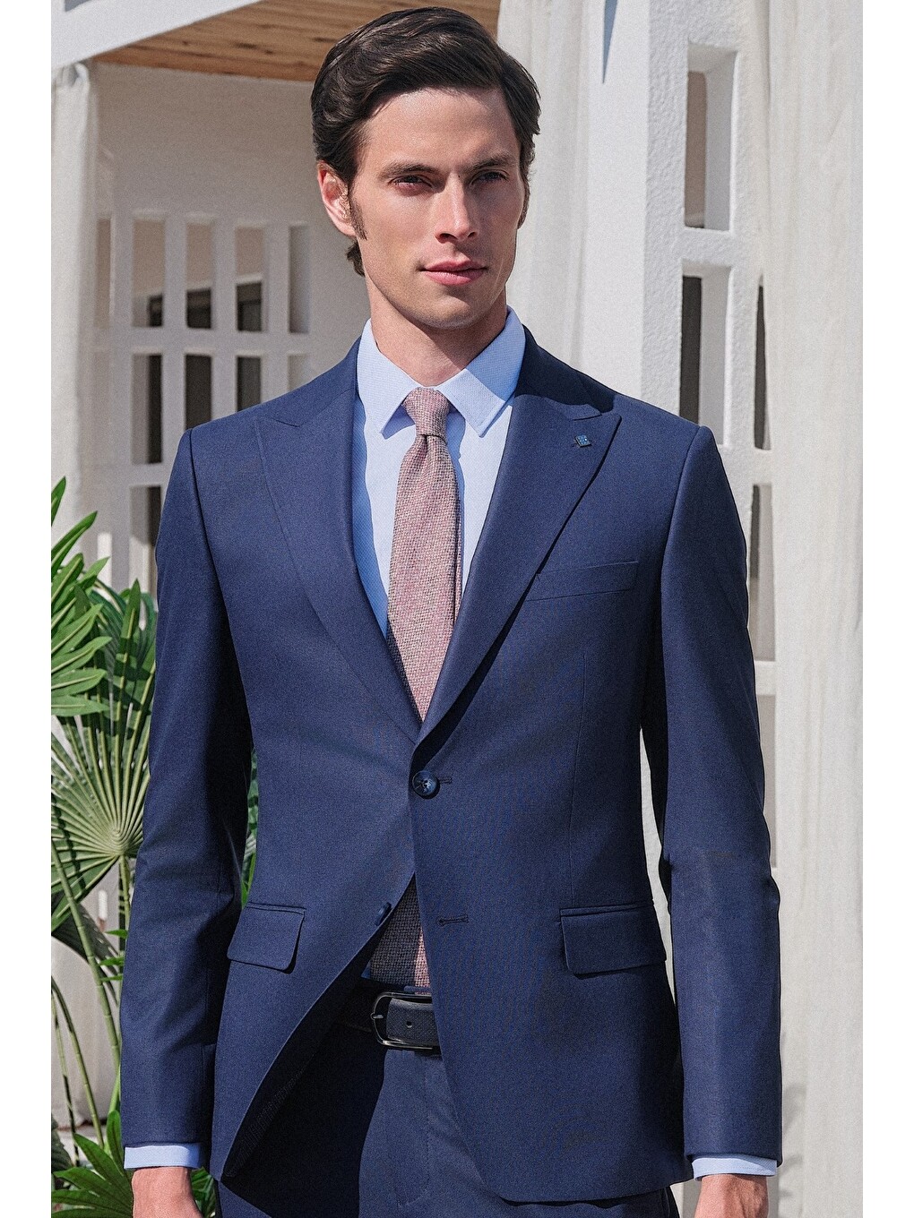 Lacivert 6 Drop Slim Fit Esnek Takım Elbise 1001260169-3