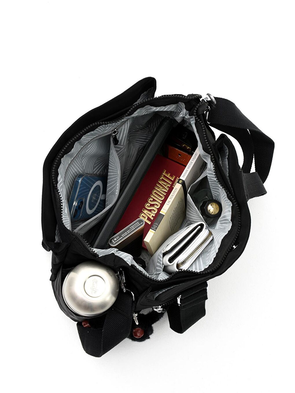 Siyah Montello Çok Bölmeli Fonksiyonel Omuz ve Postacı Çantası BP-4858O-5