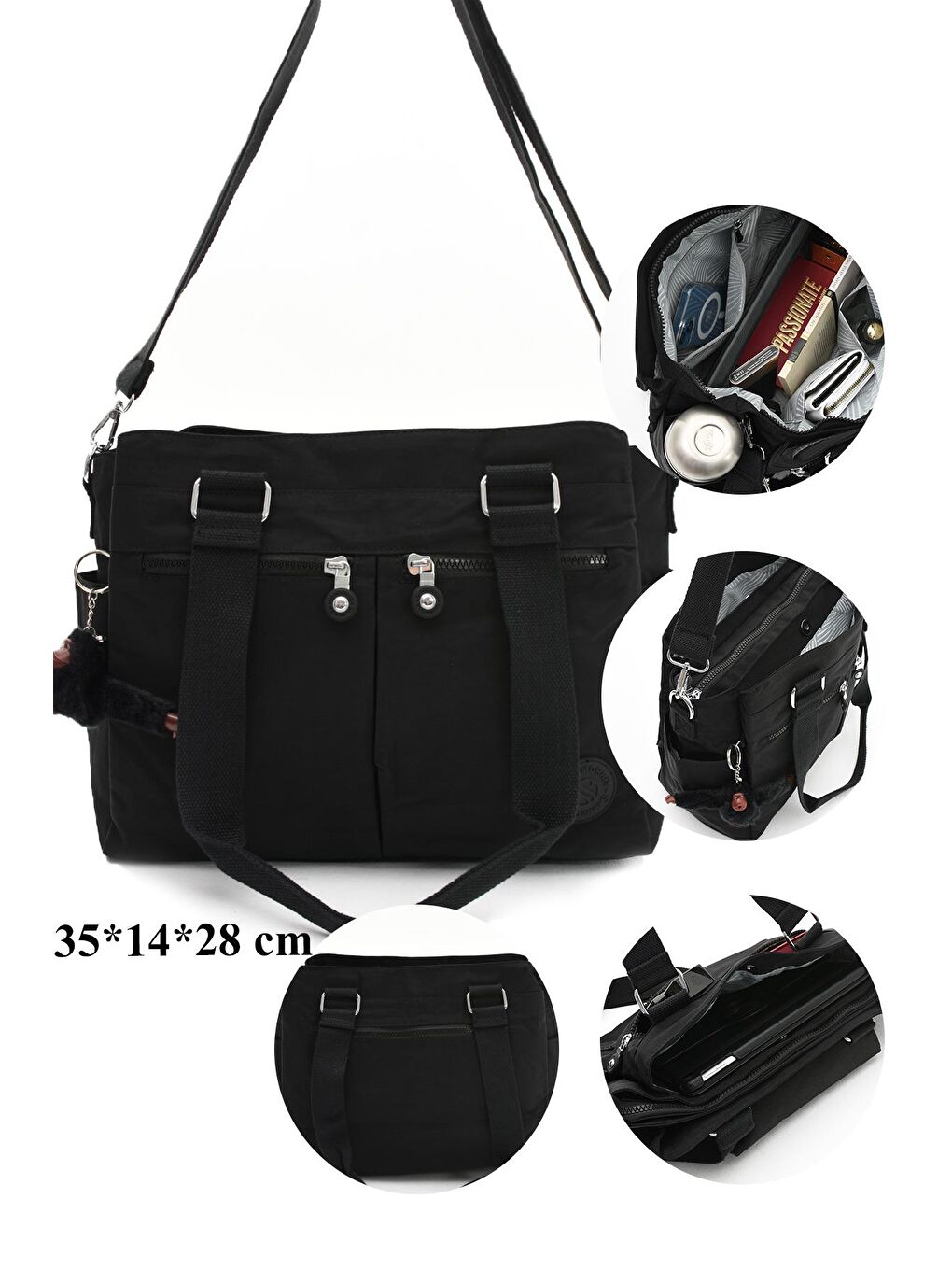 Siyah Montello Çok Bölmeli Fonksiyonel Omuz ve Postacı Çantası BP-4858O-7