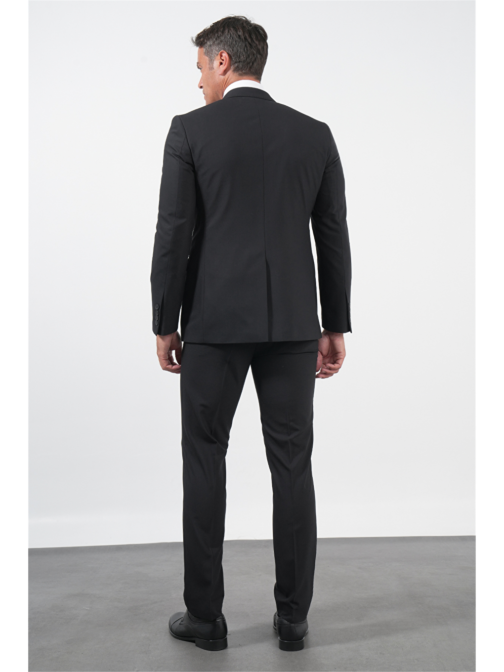 Siyah Gabardin Mono Yaka 8 Drop Slim Fit Dar Kesim Basic Takım Elbise 1001255006-4