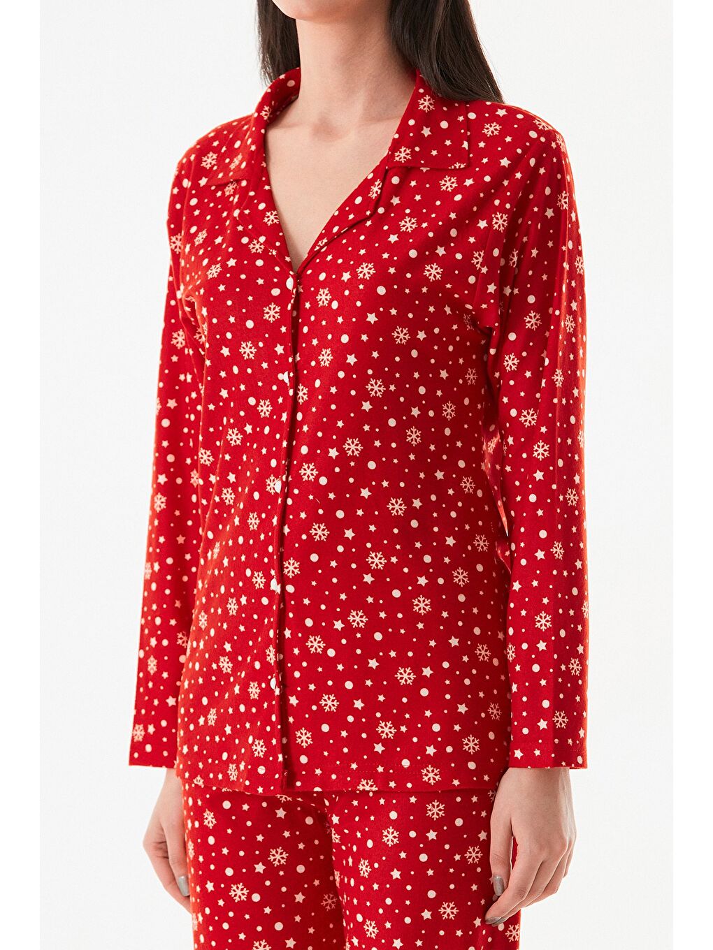 Mürdüm Çizgili Gömlek Yaka Süet Pijama Takımı-4