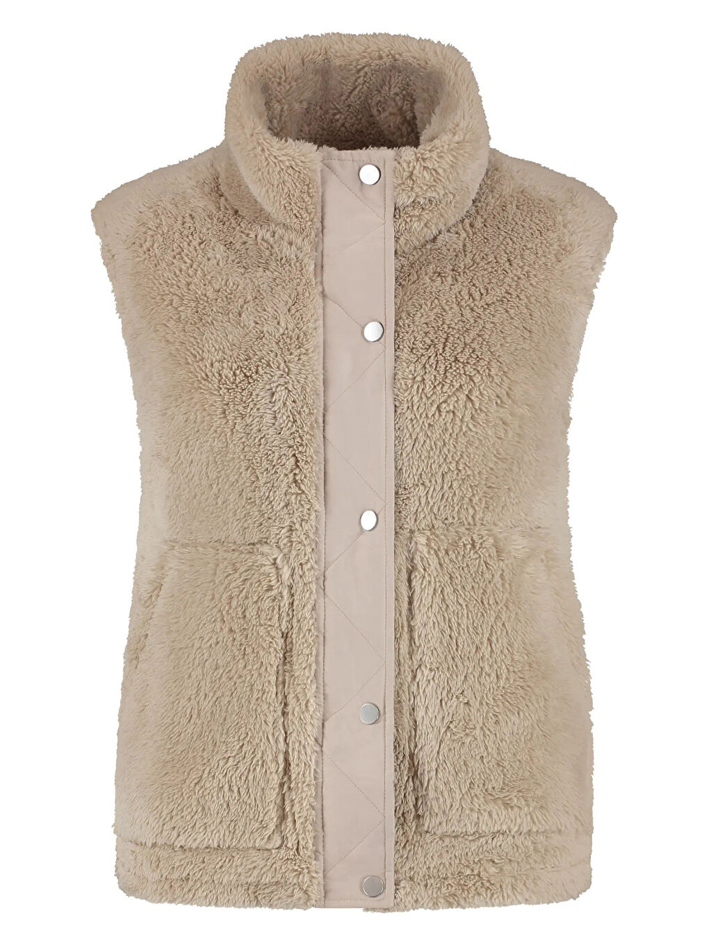 Bej Onlbari Regular Fit Dik Yaka Cepli Pelüş Yelek 15358902