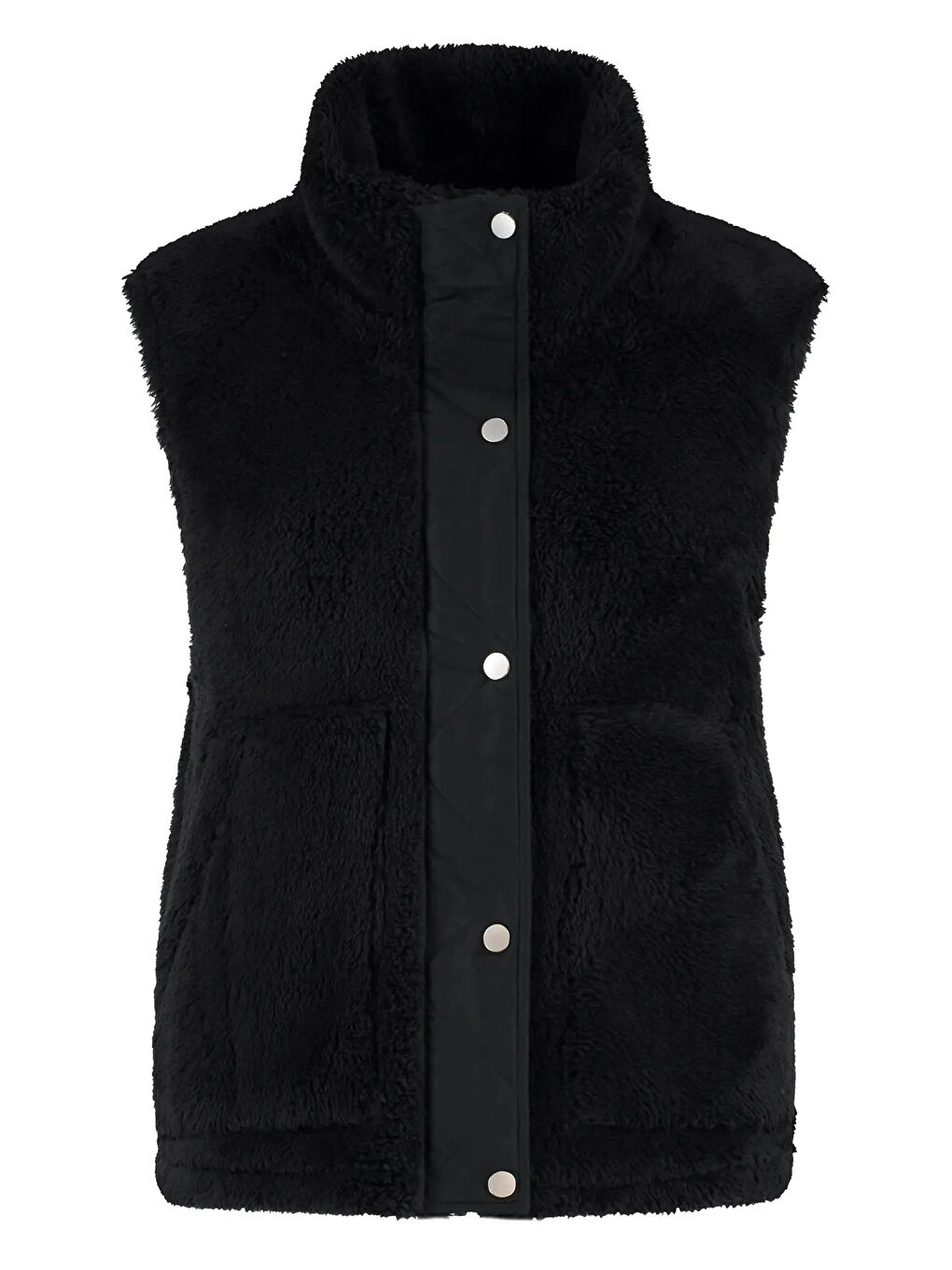 Siyah Onlbari Regular Fit Dik Yaka Cepli Pelüş Yelek 15358902