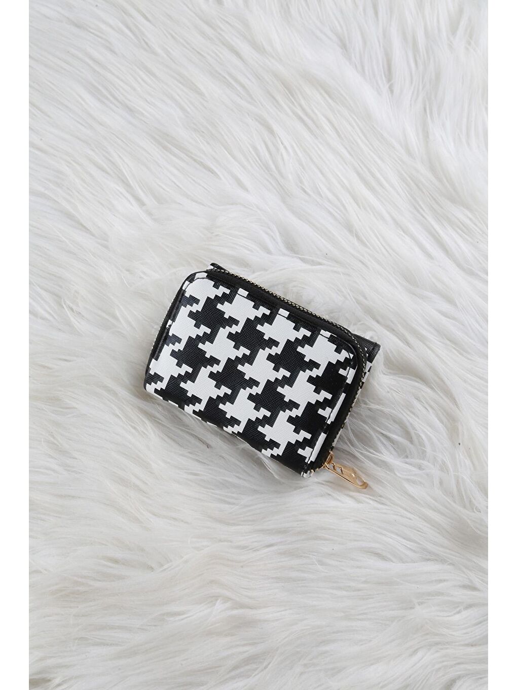 Siyah Kazayağı Desenli Cüzdan/Para Çantası-2