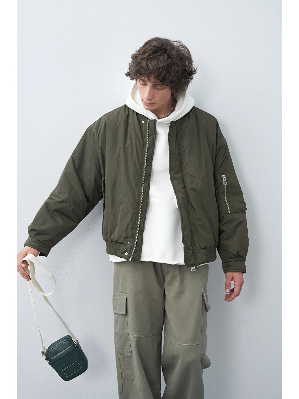 Haki Oversize Bomber Ceket-4