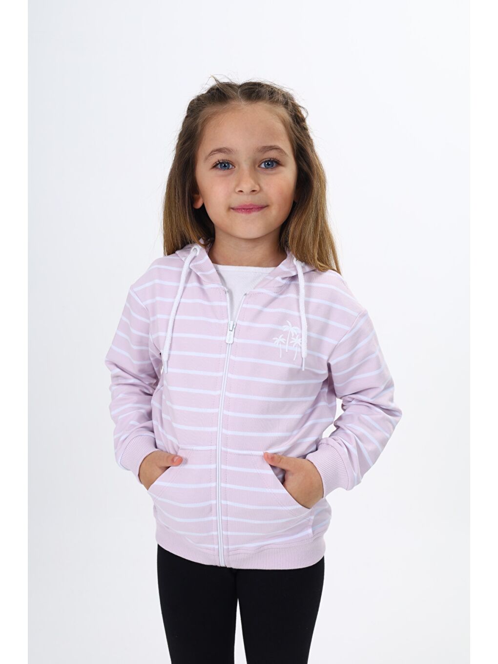 Lila Kız Çocuk Baskılı Hırka