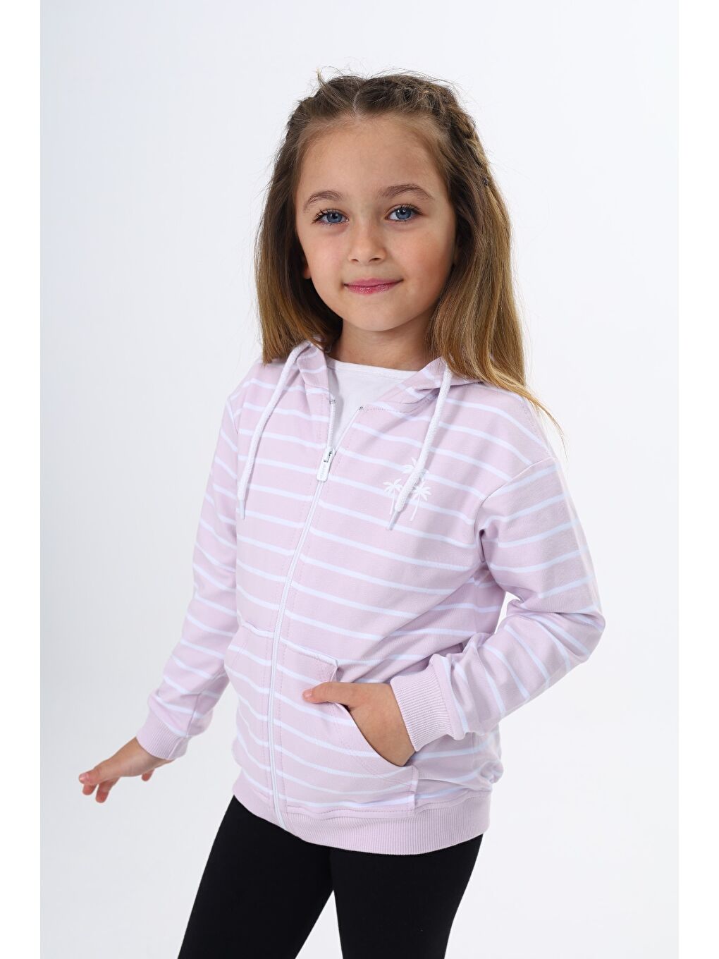 Lila Kız Çocuk Baskılı Hırka-1