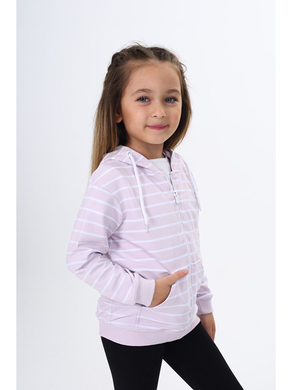 Lila Kız Çocuk Baskılı Hırka-2