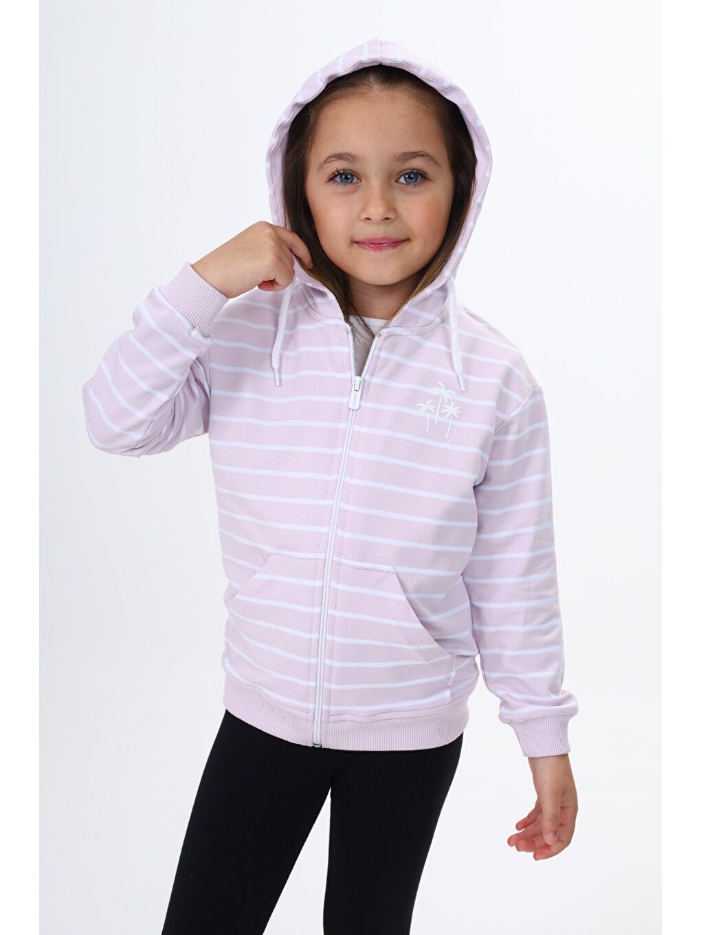 Lila Kız Çocuk Baskılı Hırka-4