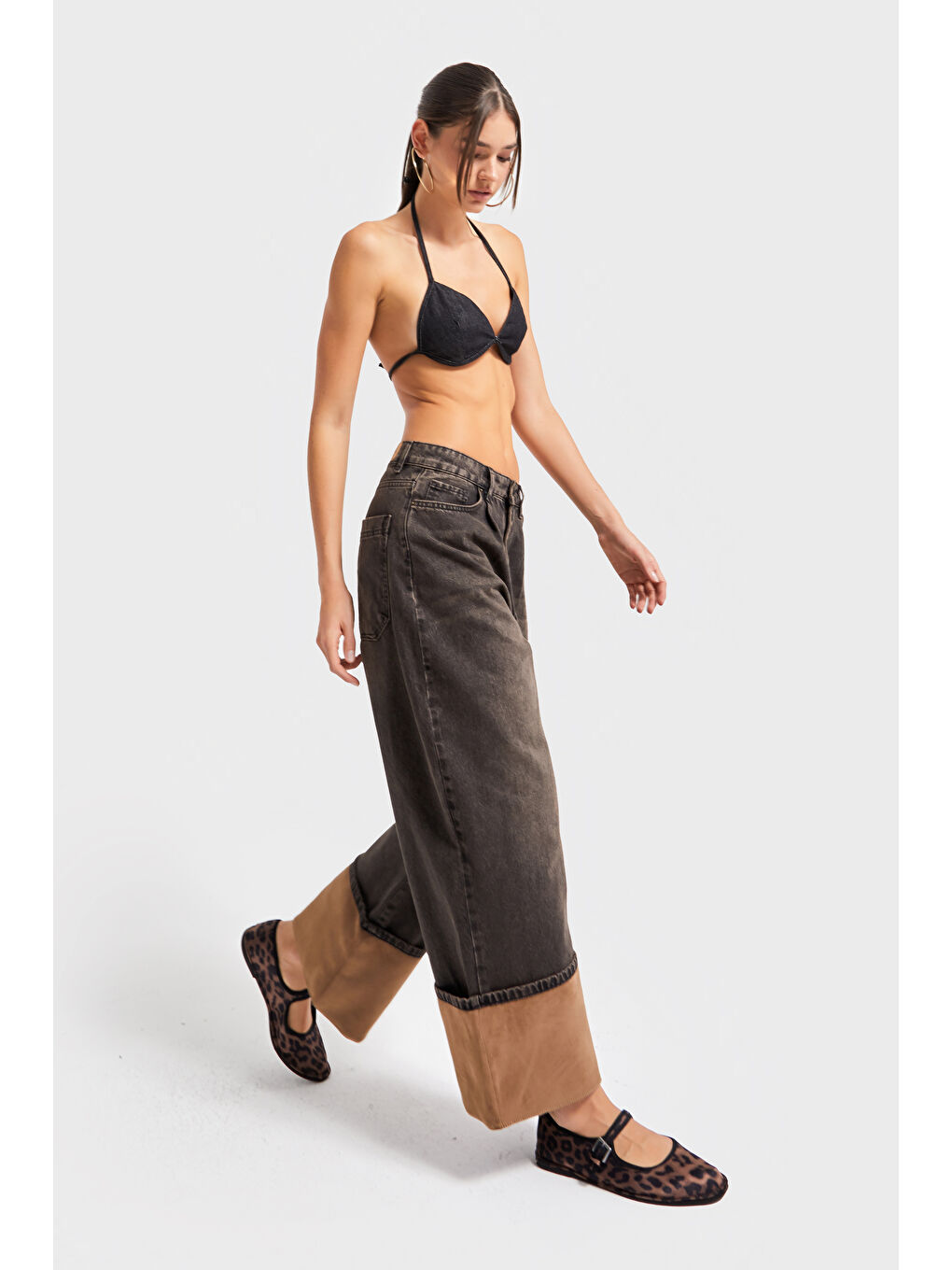 Mavi Kadın Koyu T.Kot Rengi 4w5-137 Süper Baggy Fit Paça Süet Kumaş Detaylı Tasarım Denim Jean-2