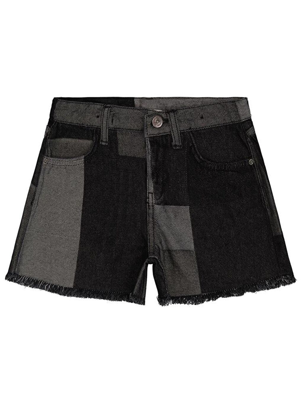 Siyah Girls Ekose Desenli 6-9 Yaş Şort