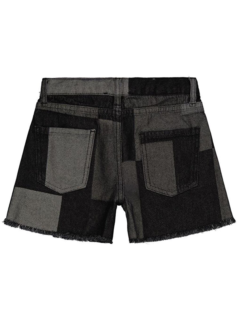 Siyah Girls Ekose Desenli 6-9 Yaş Şort-1