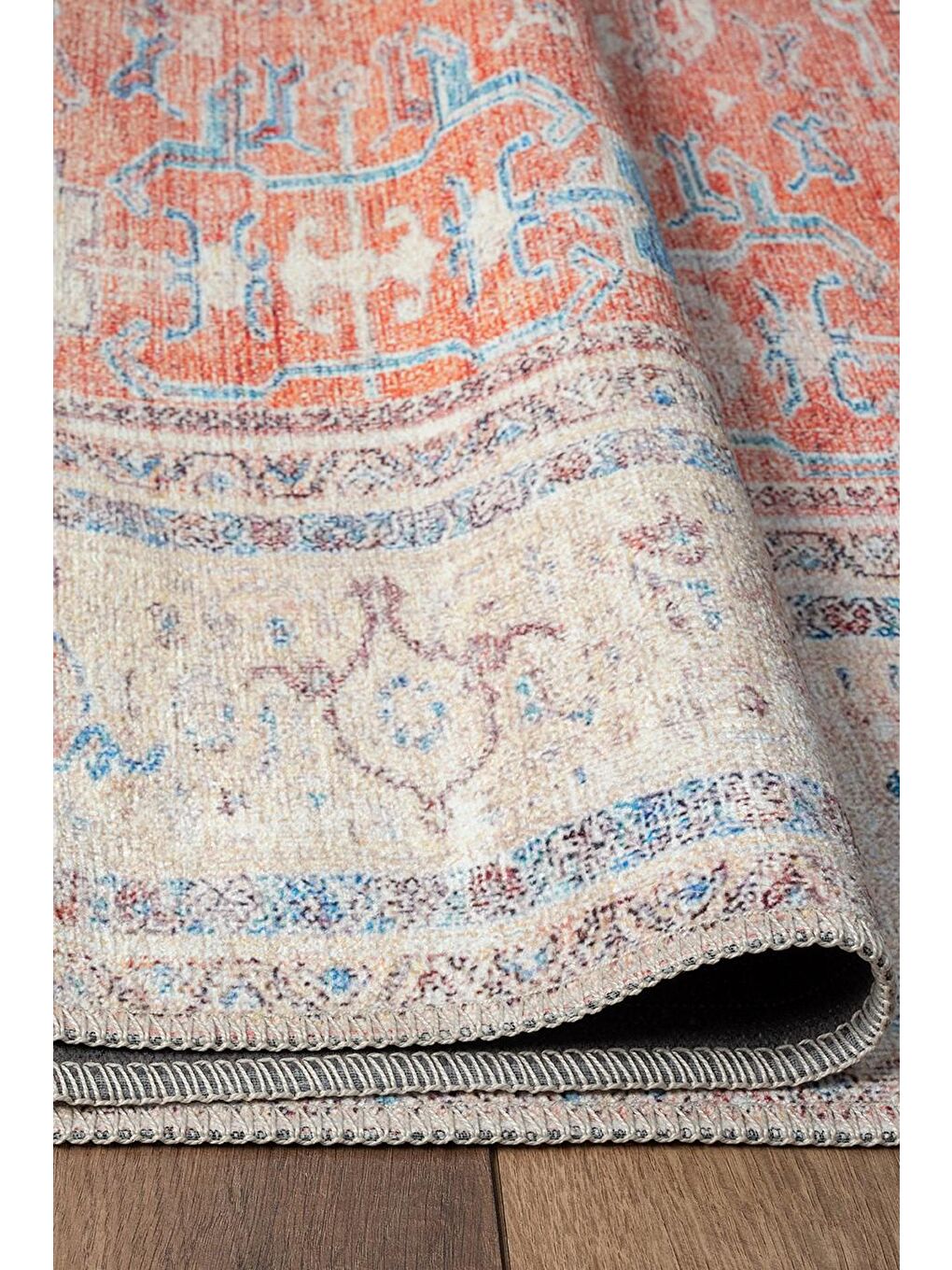 Karışık 2351 Pamuk Tabanlı Yıkanabilir Otantik Vintage Klasik Eskitme Halı-200x290-1