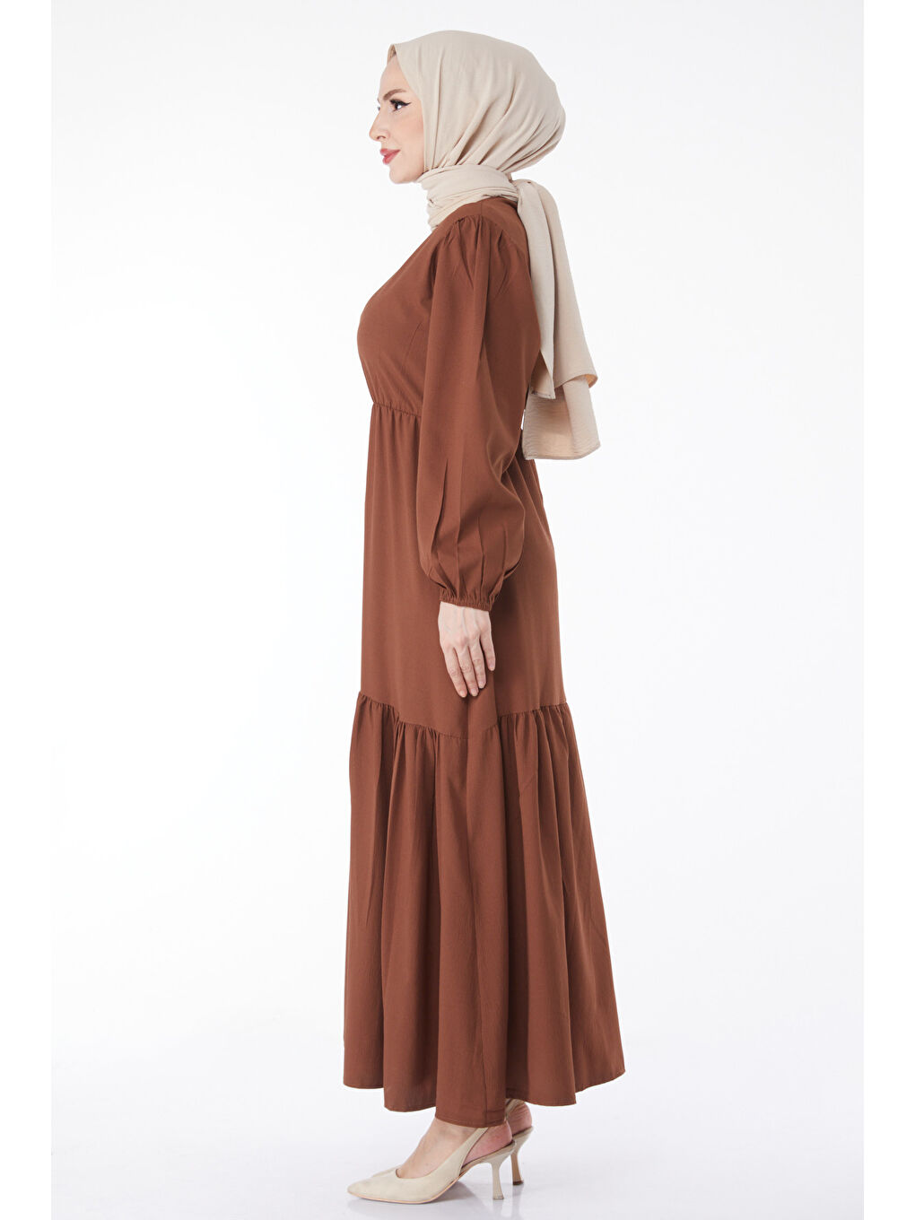 Kahverengi Beli Bağcıklı Elbise Kahve - 27303-4