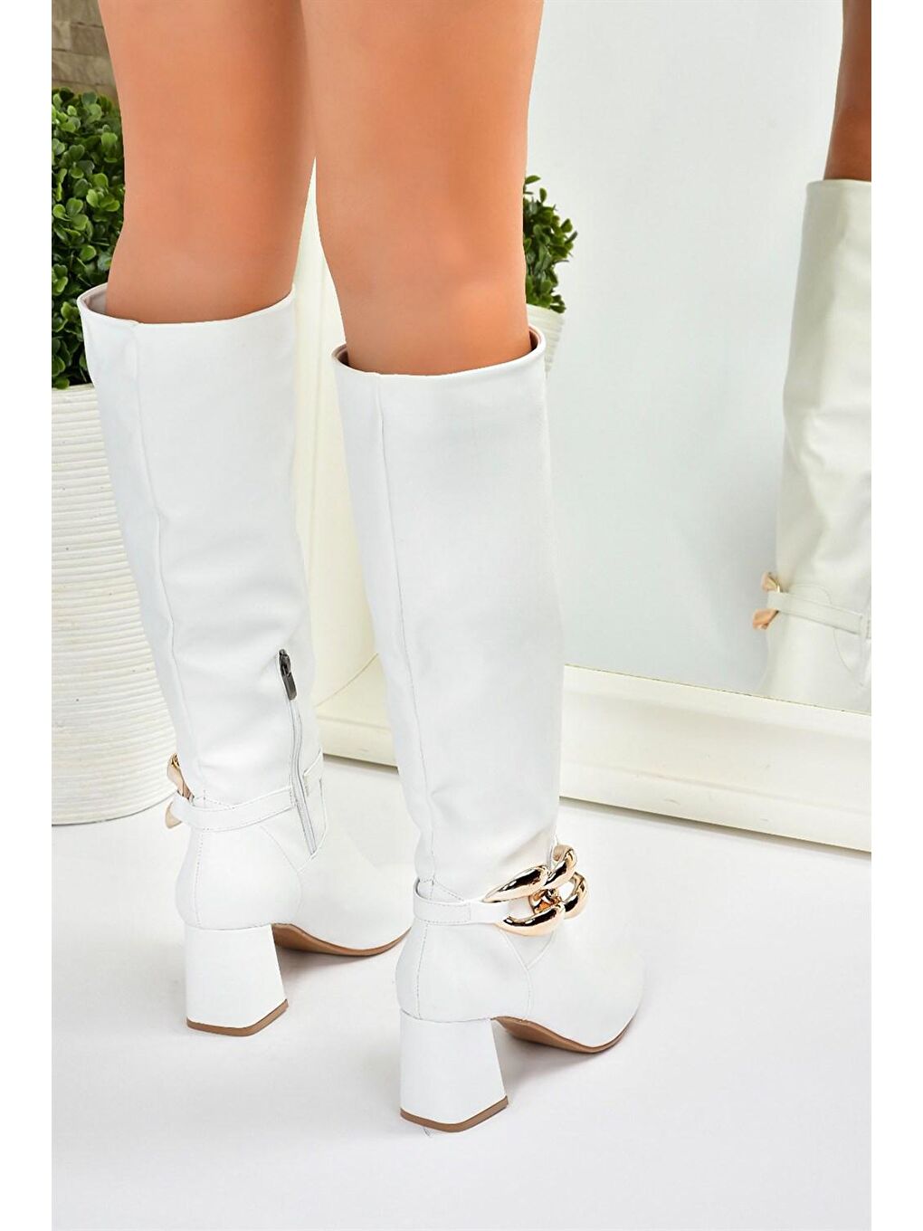 L5729510 Beyaz Kadın Çizme-2