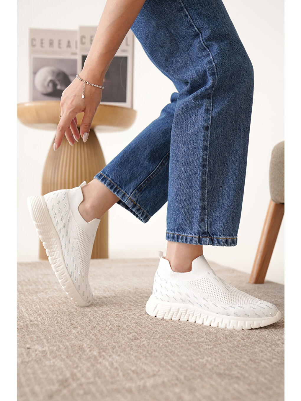 Beyaz Marvin Günlük Ortopedik Kadın Sneaker Spor Ayakkabı-4