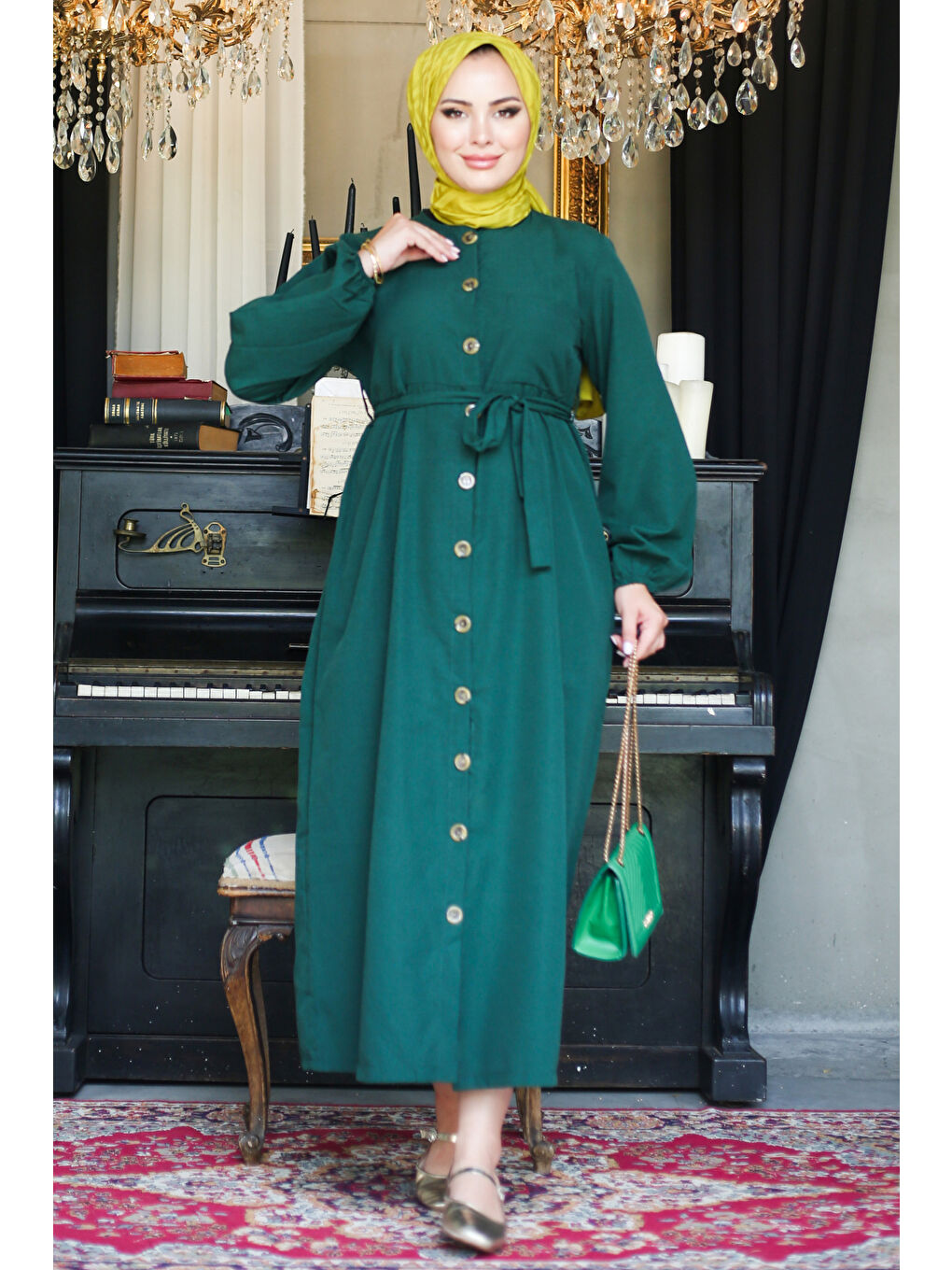 Yeşil Elbise Zümrüt - 27289-3